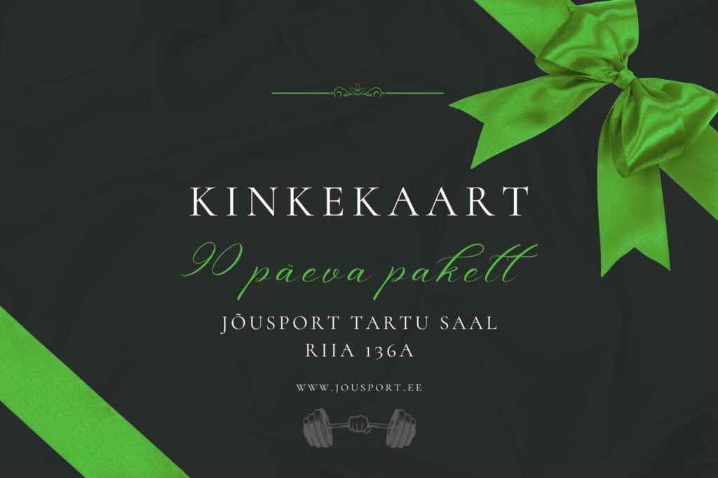 kinkekaart mustal taustla rohelise lehviku ja paelaga